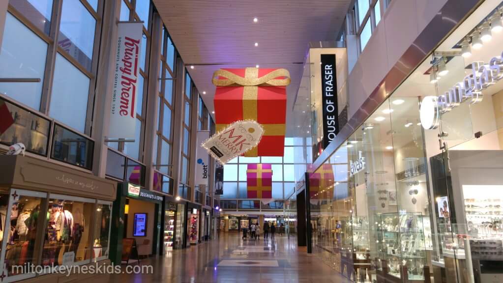 huge Christmas present decorations at Centre MK