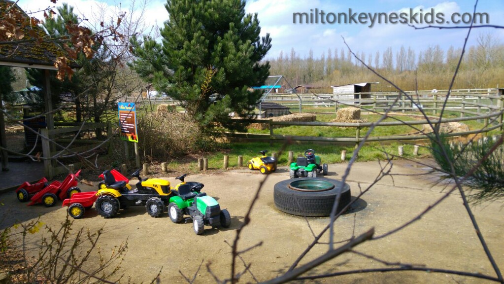ride-on tractors at Gulliver's Dinosaur and farm park