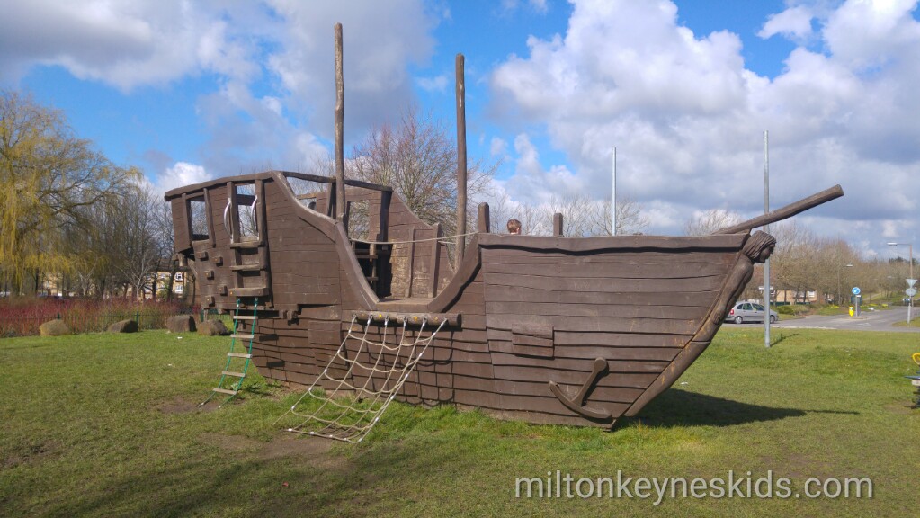Pirate ship park in Fishermead, Milton Keynes