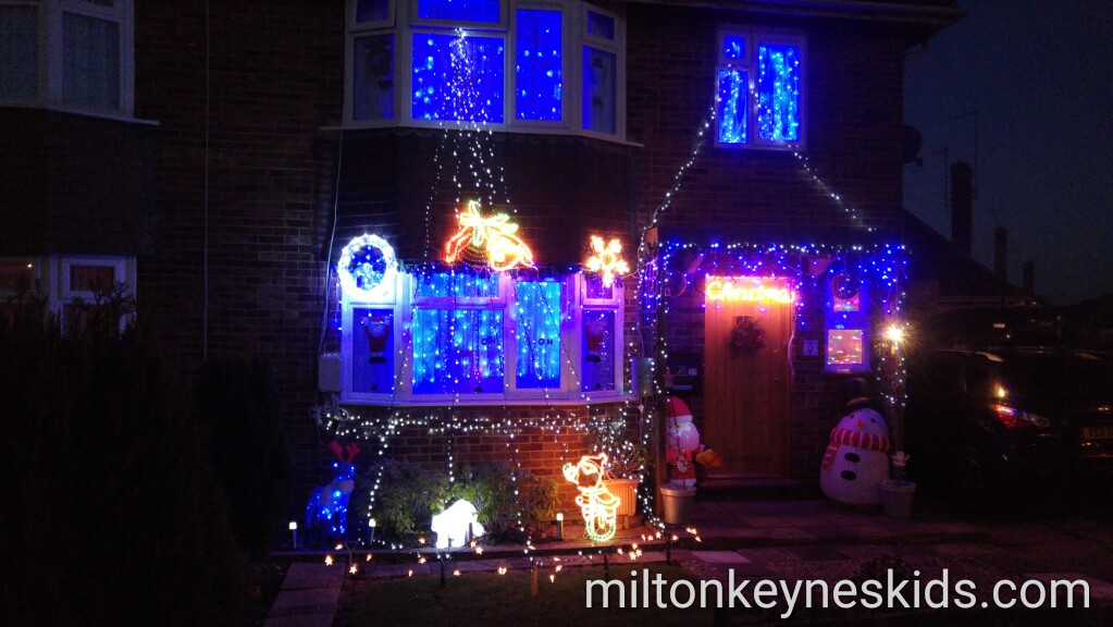 Christmas lights at corner of Walnut Drive Sycamore Avenue in Bletchley Milton Keynes