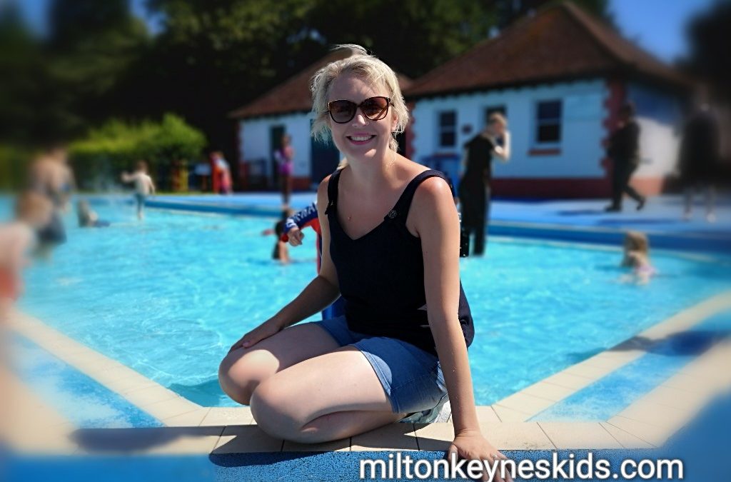 Laura Miller in front of the paddling pool at Central Park in Peterborough