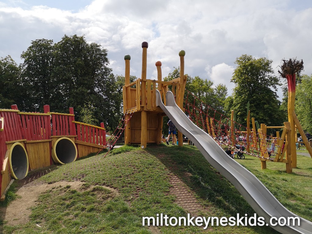Big slide in the play area at Leavesden Country Park